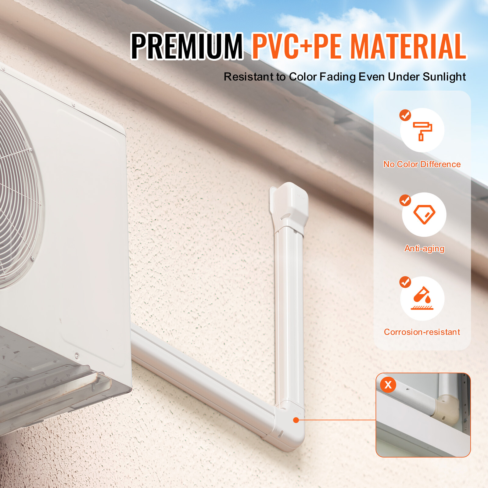 VEVOR 3" W 10 Ft Line Set Cover Kit For Mini Split/Central Air Conditioner PVC