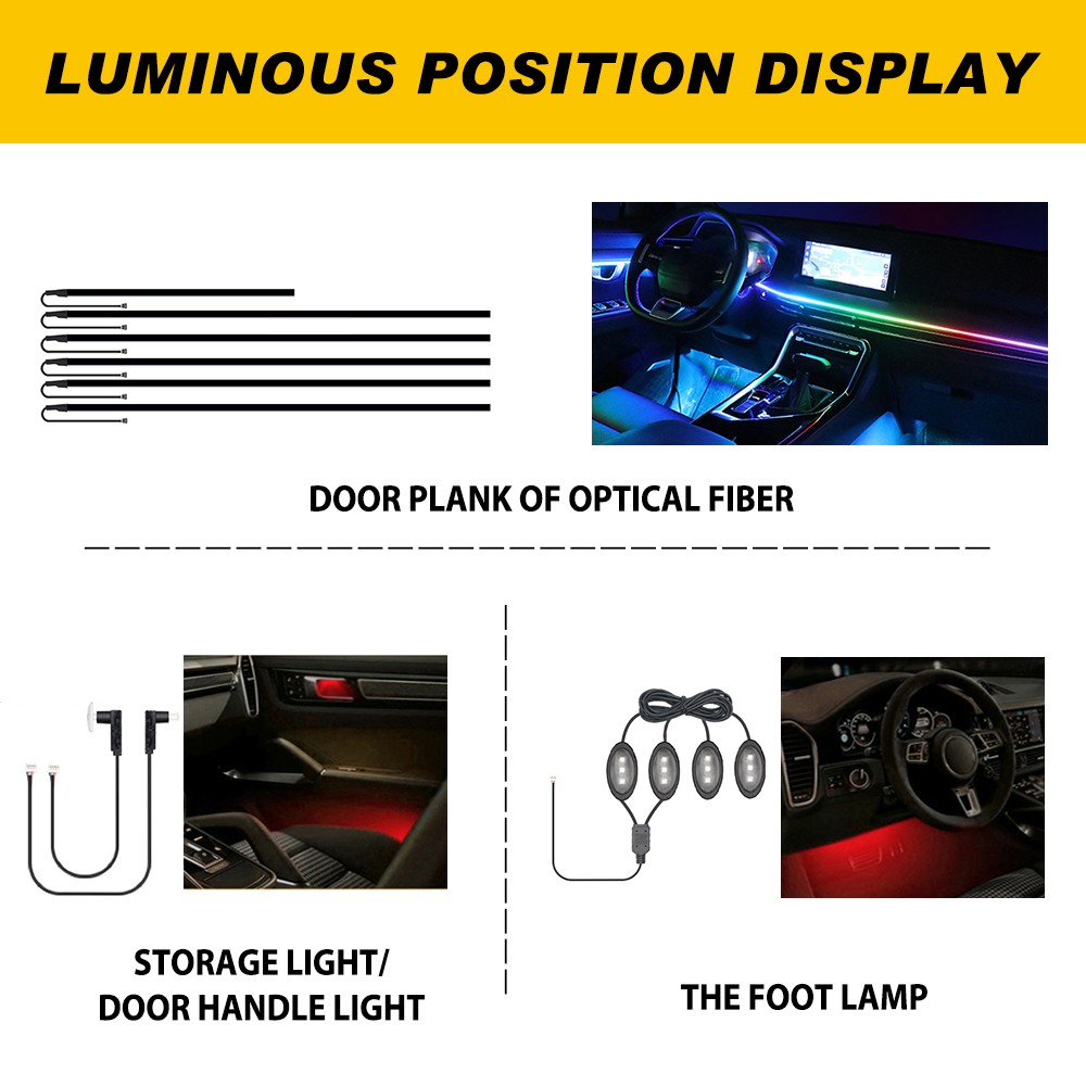 18in1 Car Atmosphere Interior LED Acrylic Guide Fiber Optic Ambient Lights Decor