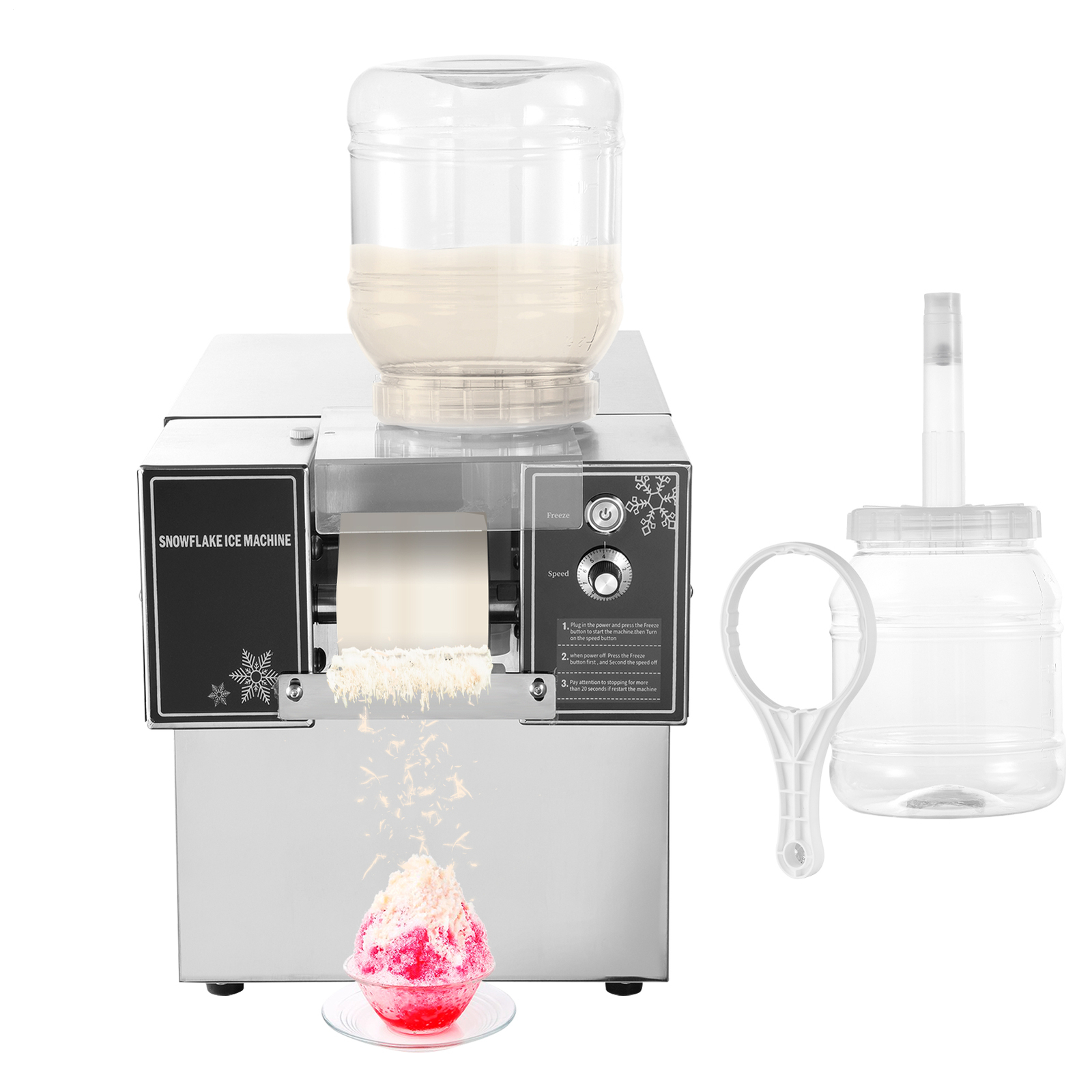 Commercial Snowflake Ice Machine 140LBS/24H Ice Shaver Snow Cone for Ice Cream-