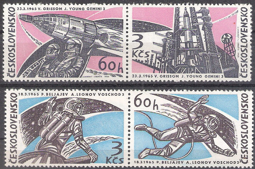 Czechoslovakia 1965 US and Soviet Astronauts in Space MNH (SC# 1303-1306)