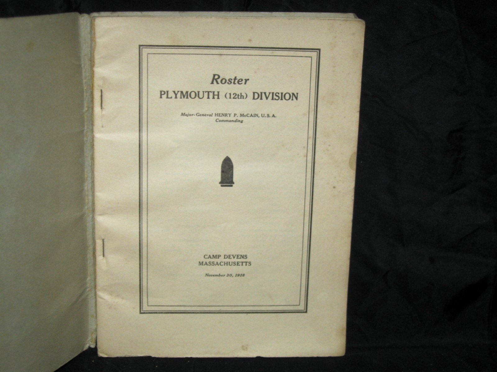 WWI Roster of Plymouth (12th) Division, Camp Devens, Mass. 1918