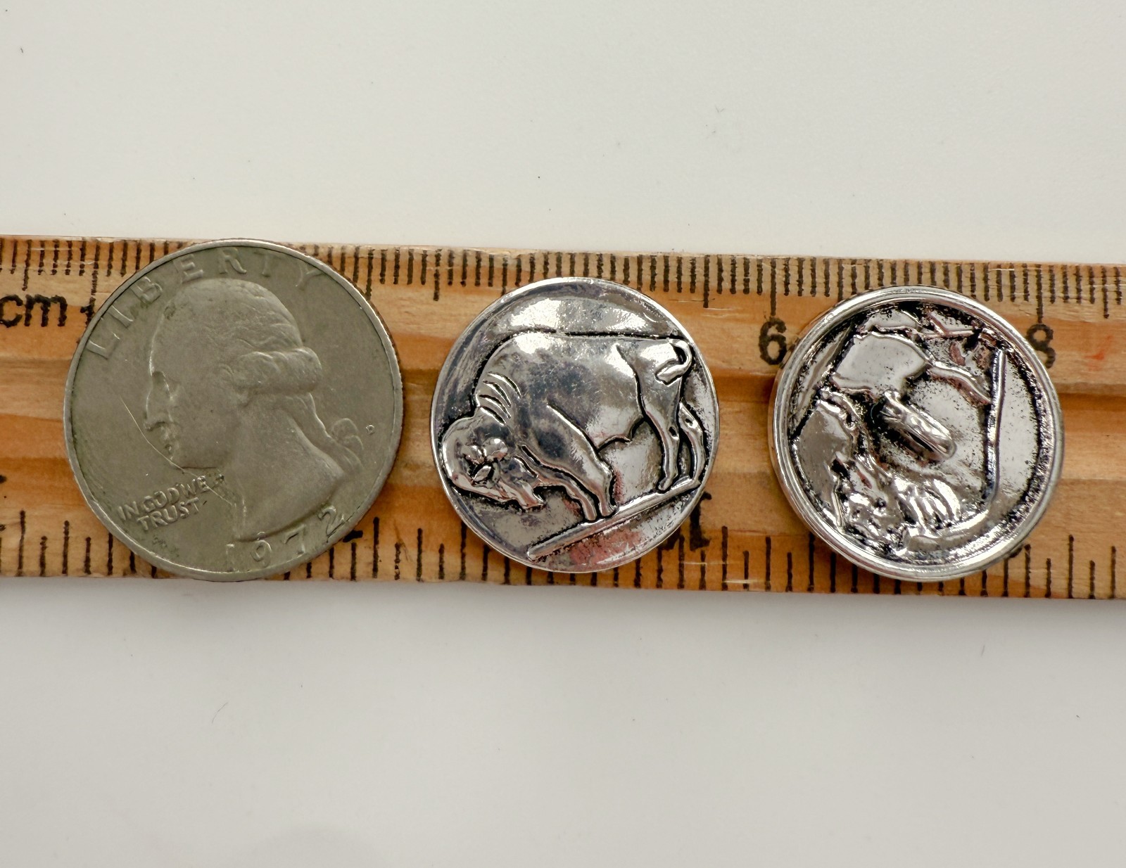 8PC Antiqued Silver Buffalo Metal Buttons Shank Buttons 21mm