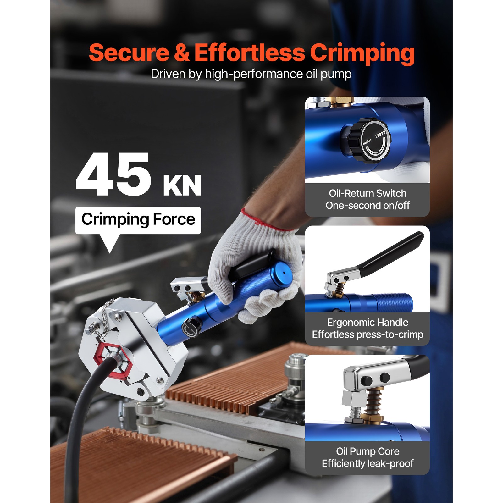 Uimoso Hydraulic Hose Crimper Manual Tool with 7 Interchangeable Dies