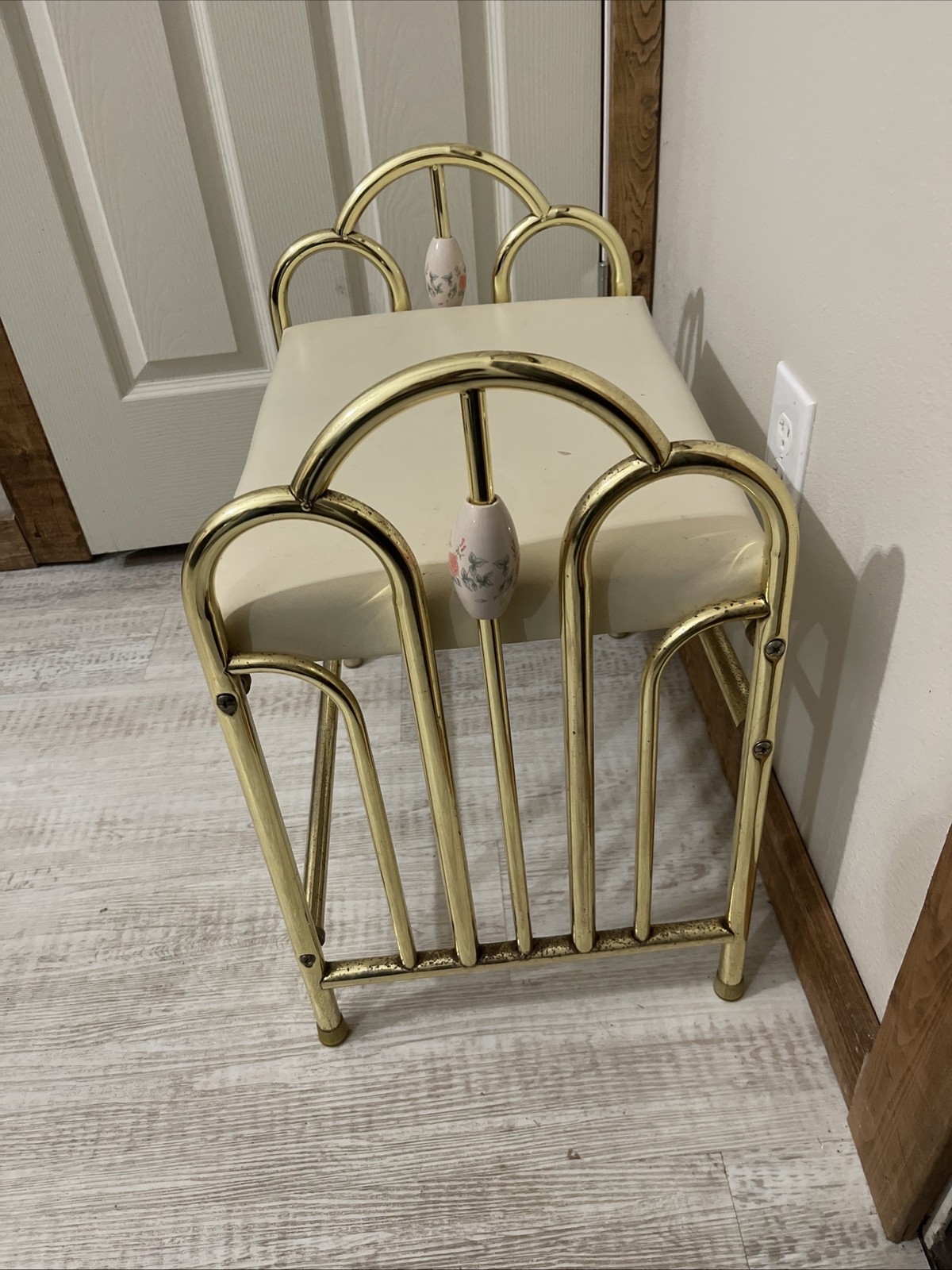 Vintage 1980s Rosalco Hollywood Regency Style Vanity Chair/Bench/Stool Commodore