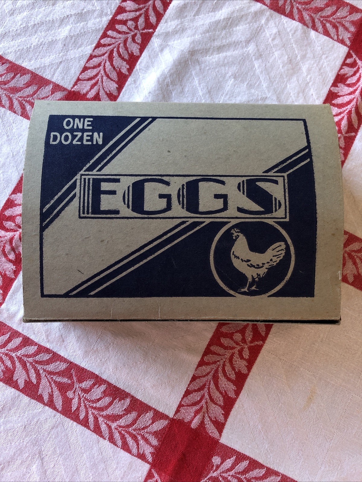 Vintage Ceramic Eggs In Antique Egg Carton