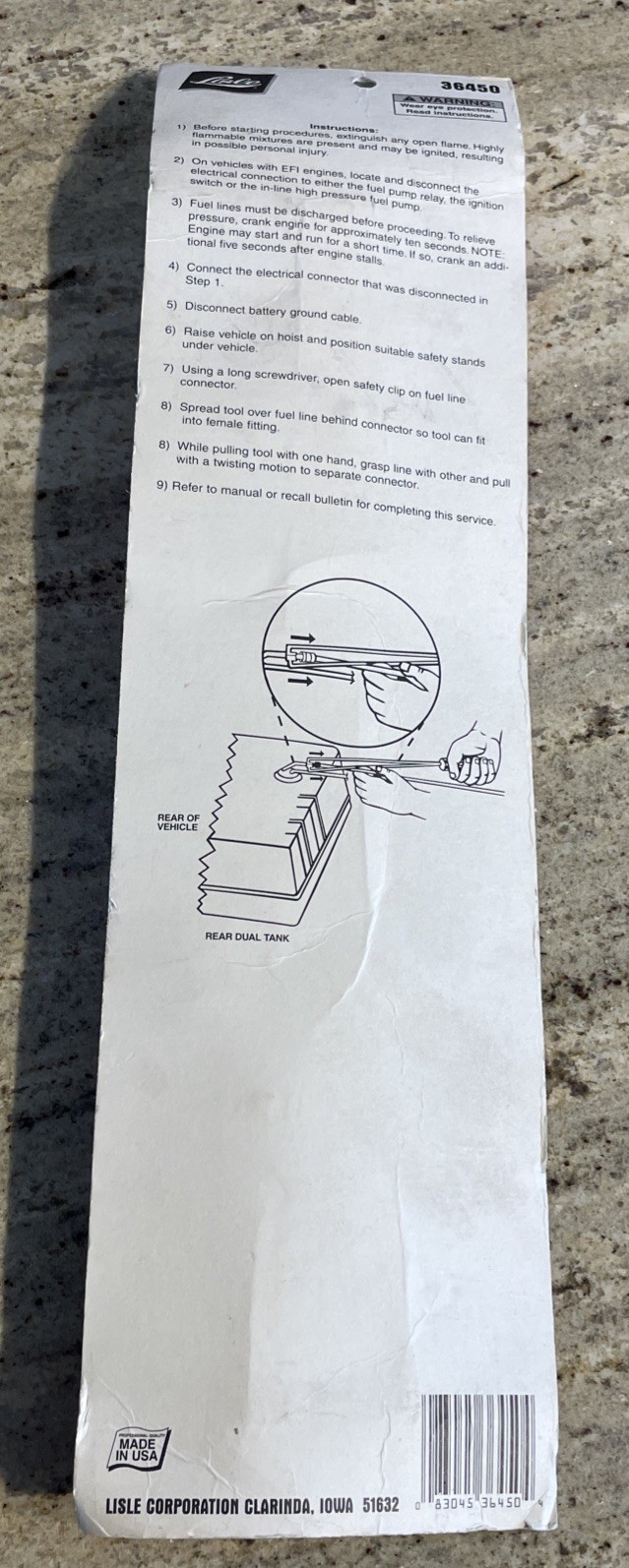 Lisle 15" Long FUEL Line Disconnect Tool Set Screwdriver Ford Truck 3/8" 5/16"
