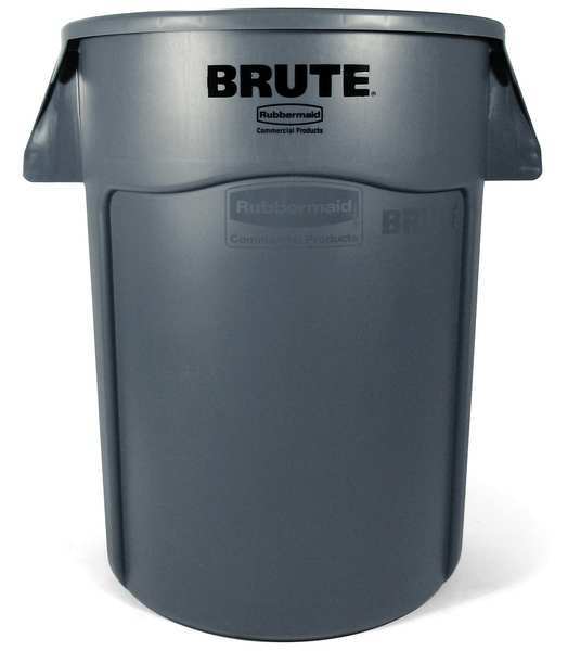 Rubbermaid Commercial Fg264360gray 44 Gal Round Trash Can, Gray, 24 In Dia,