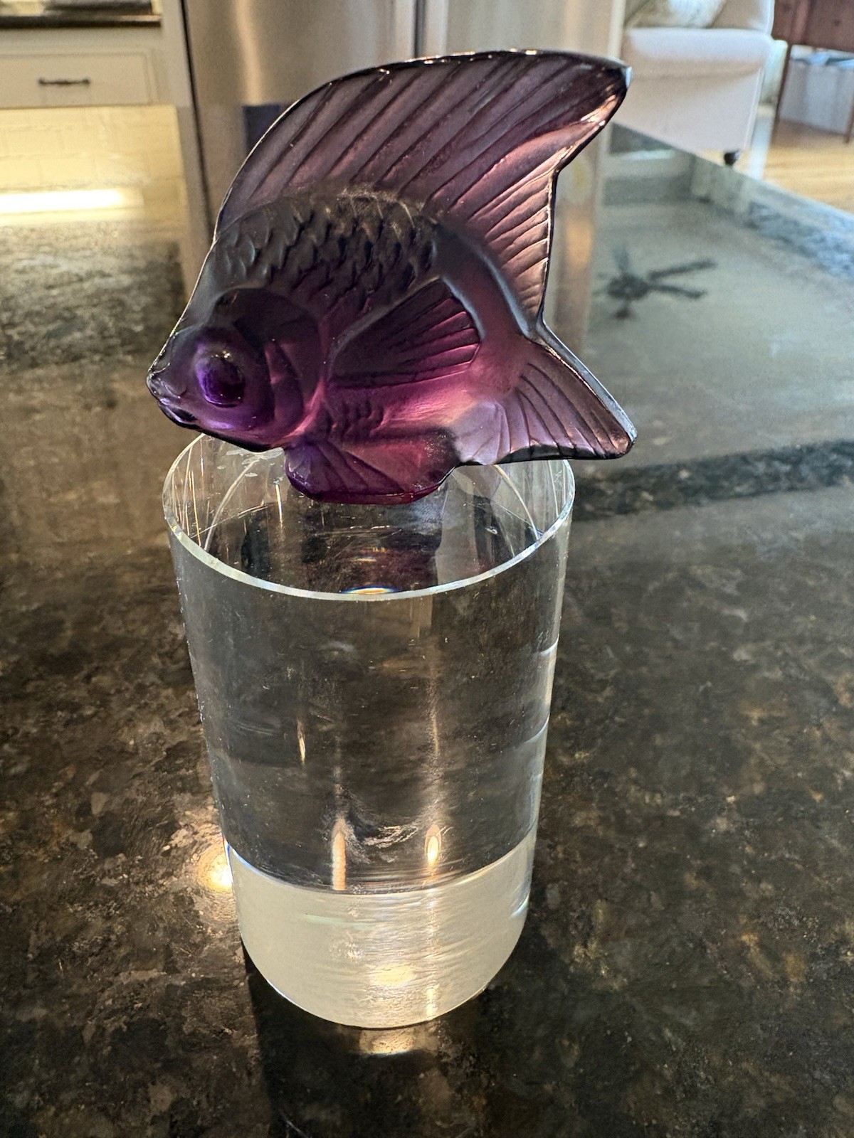 LaliqueTurquoise Lustre Fish Crystal With Pedestal (unattached)