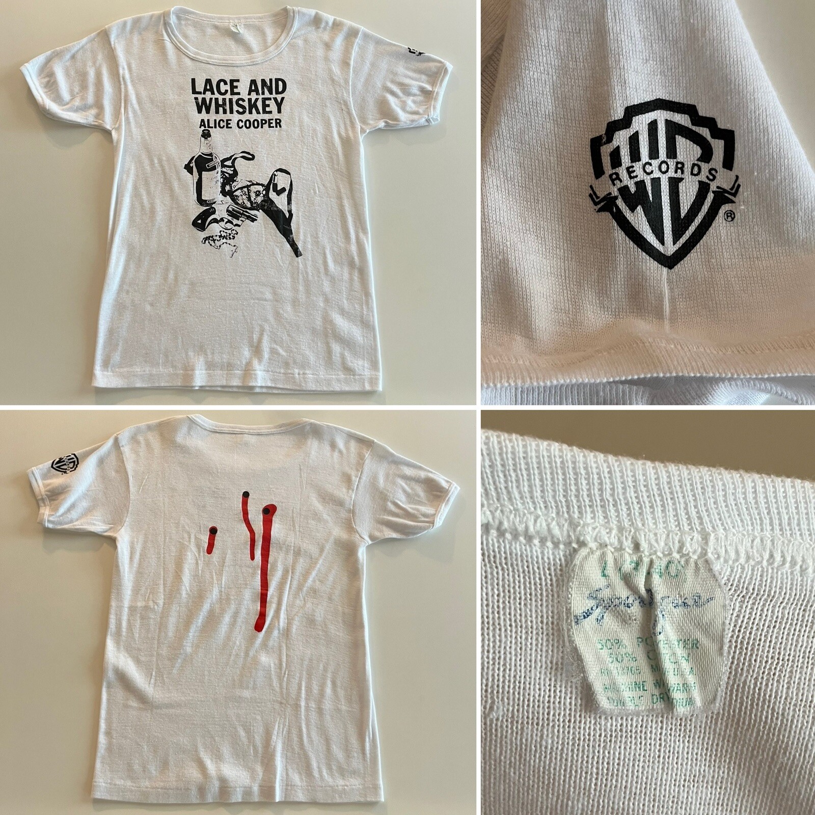 1977 ALICE COOPER LACE And WHISKEY Promo T Shirt Warner Bros LP Rock 70s Vtg