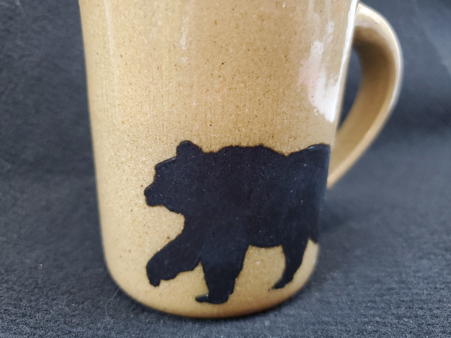 VTG Monroe Salt Works Pottery 4" Bear Tan Stoneware Mug Cabin Northwoods Lodge