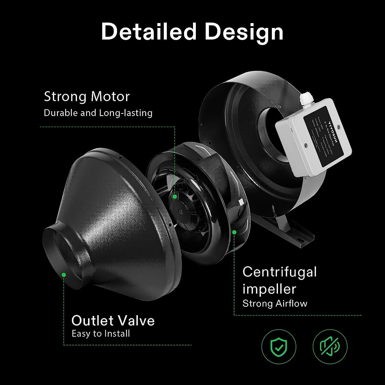 VIVOSUN 3x3ft Hydroponic Grow Tent 36"x36"x72" & 4" Inline Duct Fan Kit 203CFM
