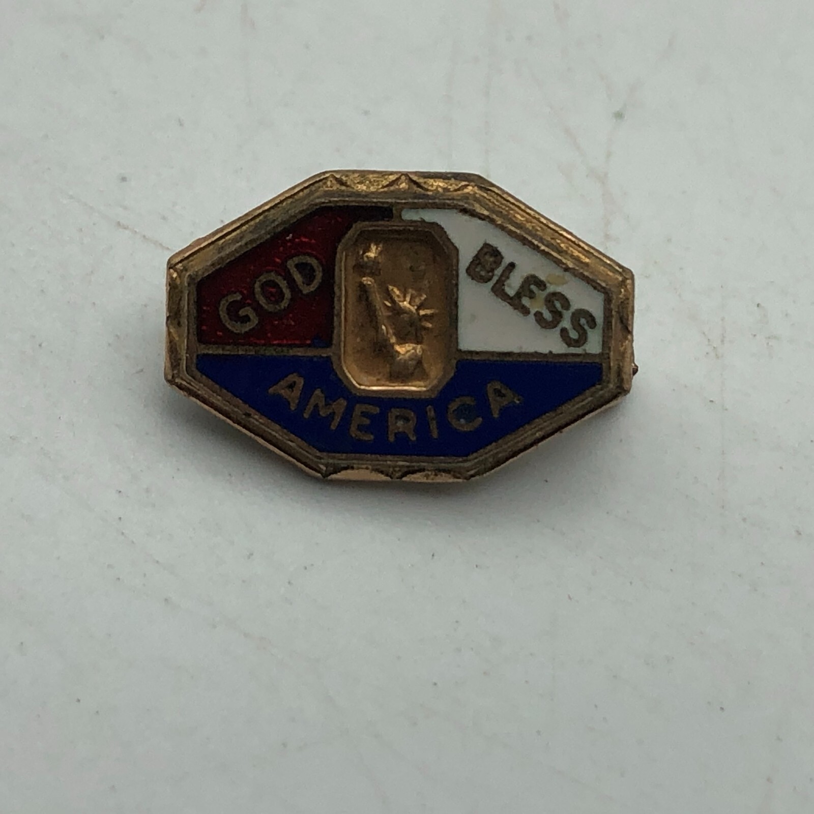 God Bless America 1923 Lady Liberty Vintage Enamel Lapel Pin