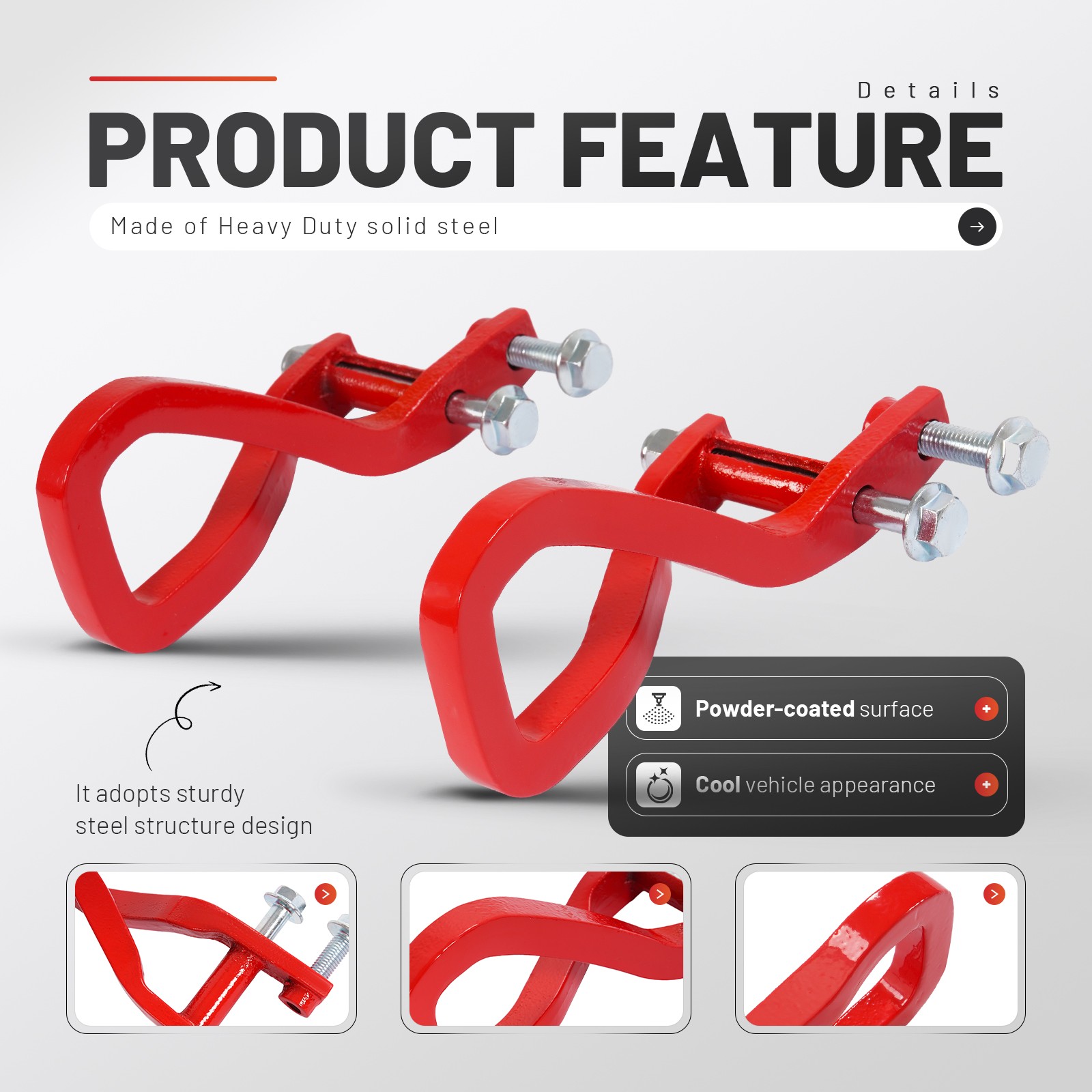 Red Front Tow Recovery Hooks w/ Bolts For GMC Sierra 1500 2019-2025 #84280203