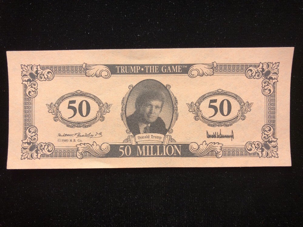 Vtg 1980s DONALD TRUMP $50 MILLION DOLLAR BILL Funny Money From 1989 Game