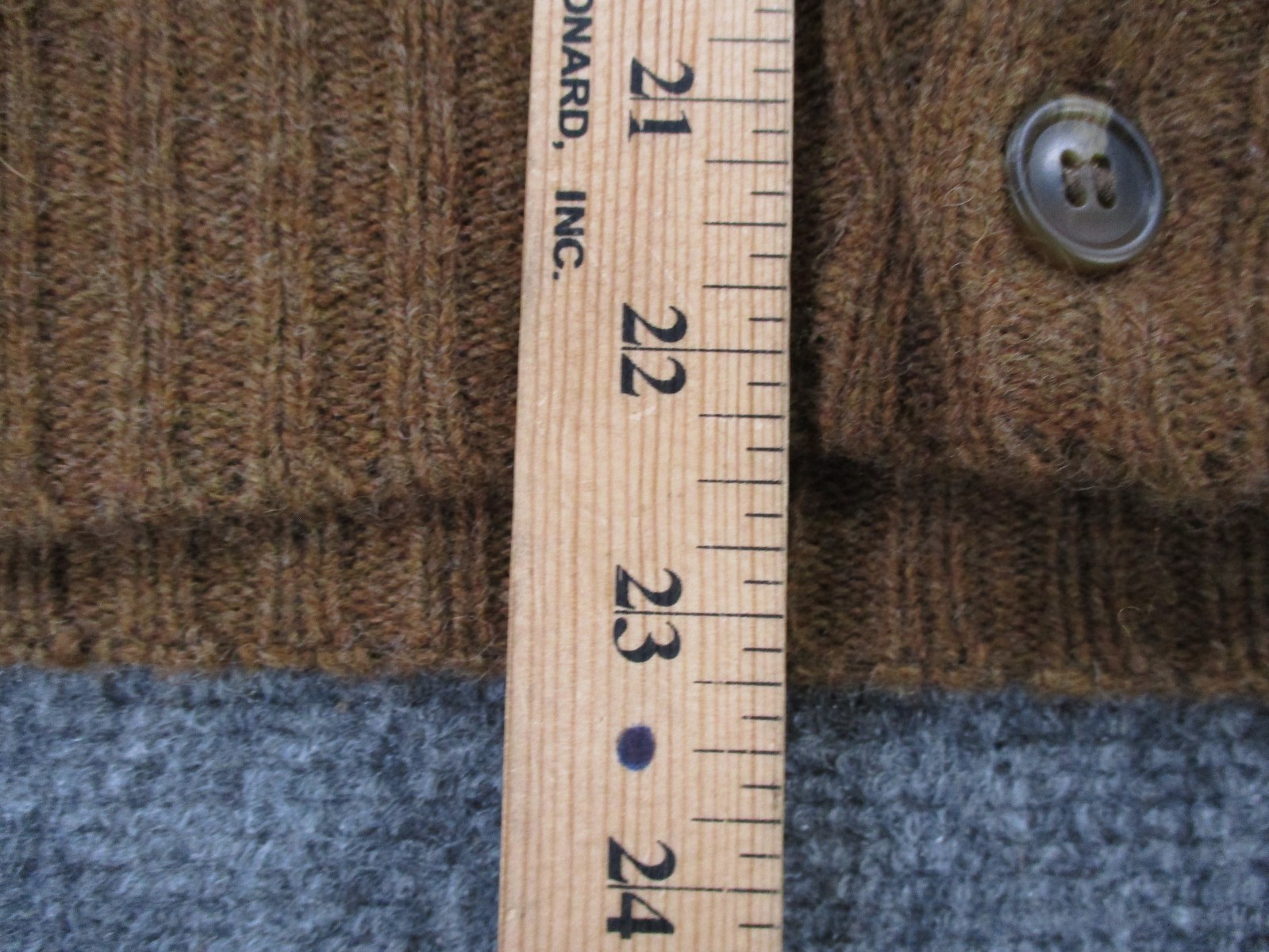 Harley Of Scotland Sweater Men L Brown Pure Virgin Wool Cardigan Shaggy Casual