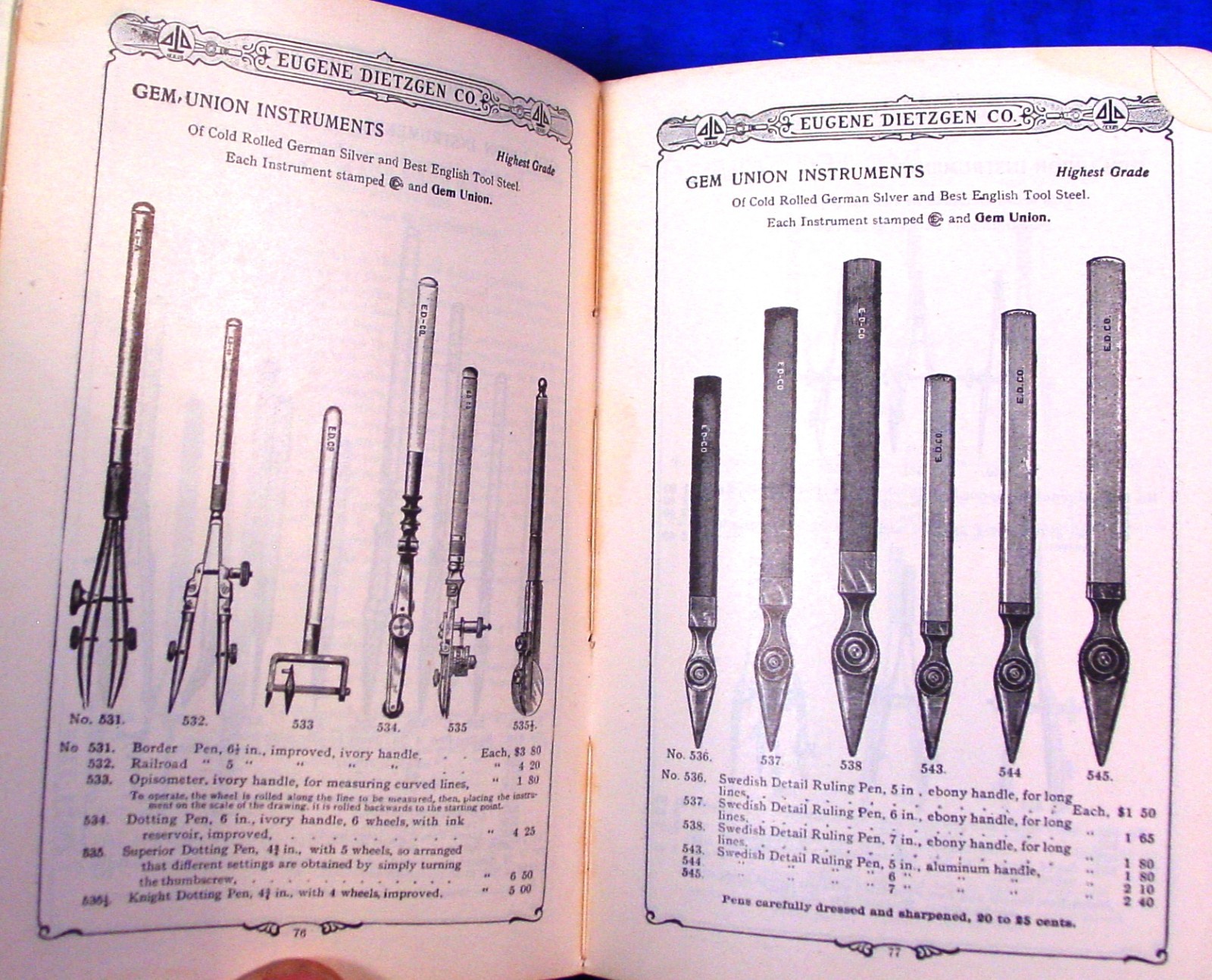1910 Dietzgen Surveying & Drafting Insts. Catalog