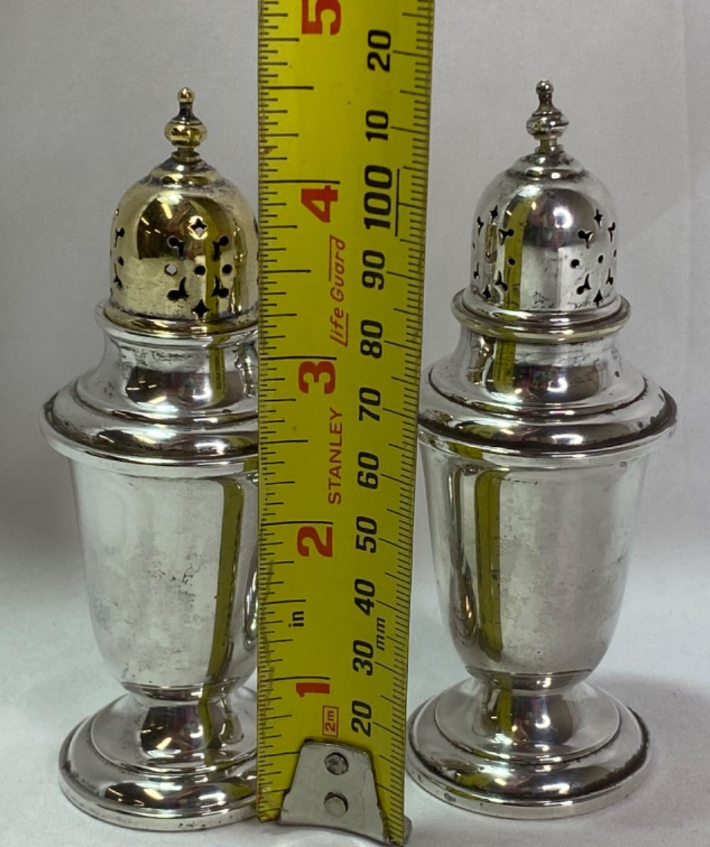 Vintage Gorham Sterling Silver Salt Pepper Shakers Pattern 758 Puritan ~ 73.5g