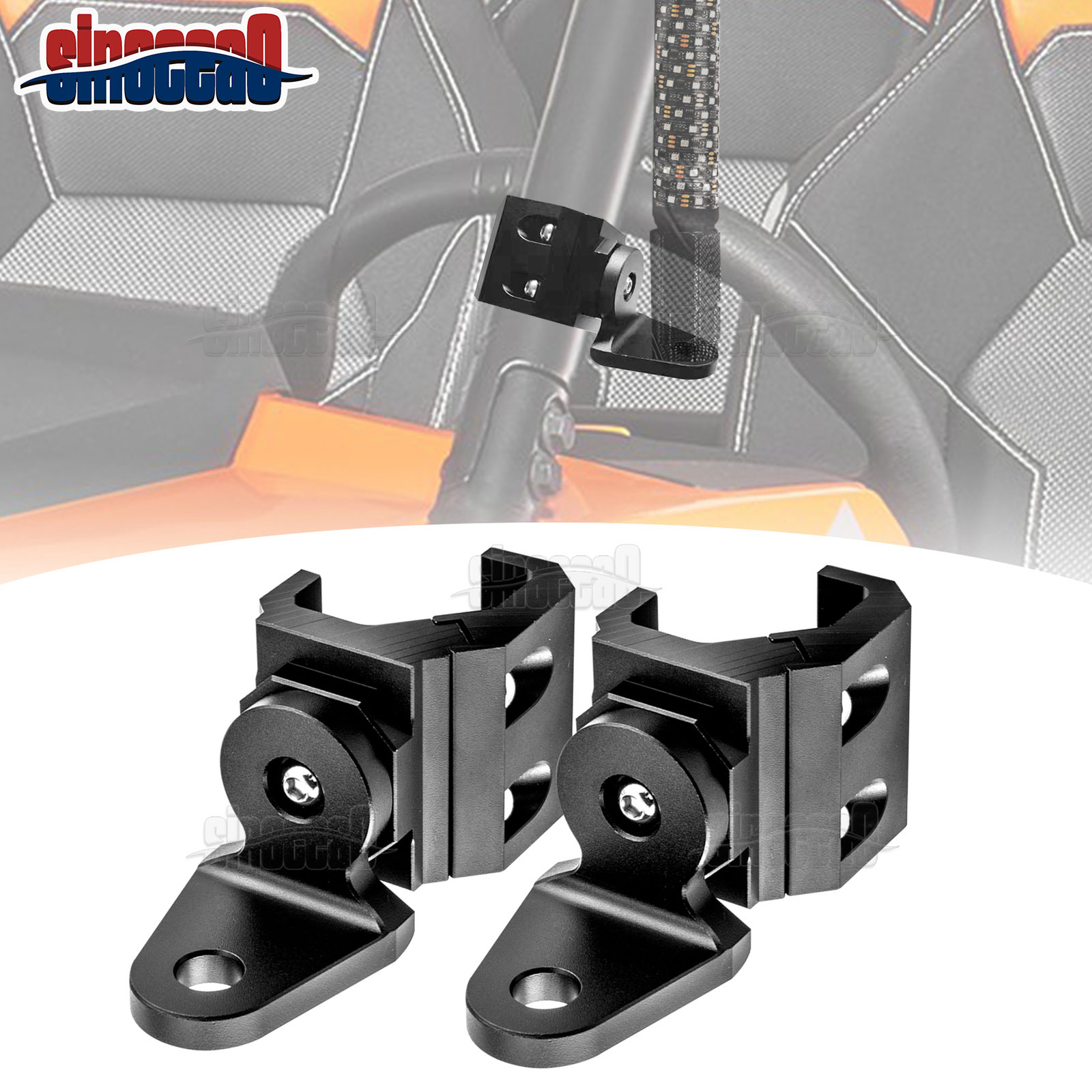 For Polaris Ranger General CF-MOTO UTV LED Whip Light Mount Clamp Pro-fit Cage
