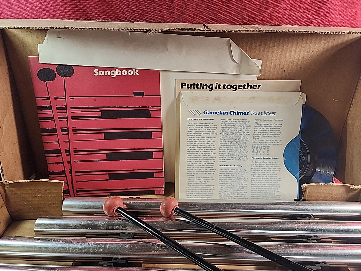 VTG Woodstock Gamelan Chimes Set Original Box Songbook,Record 1970's USA