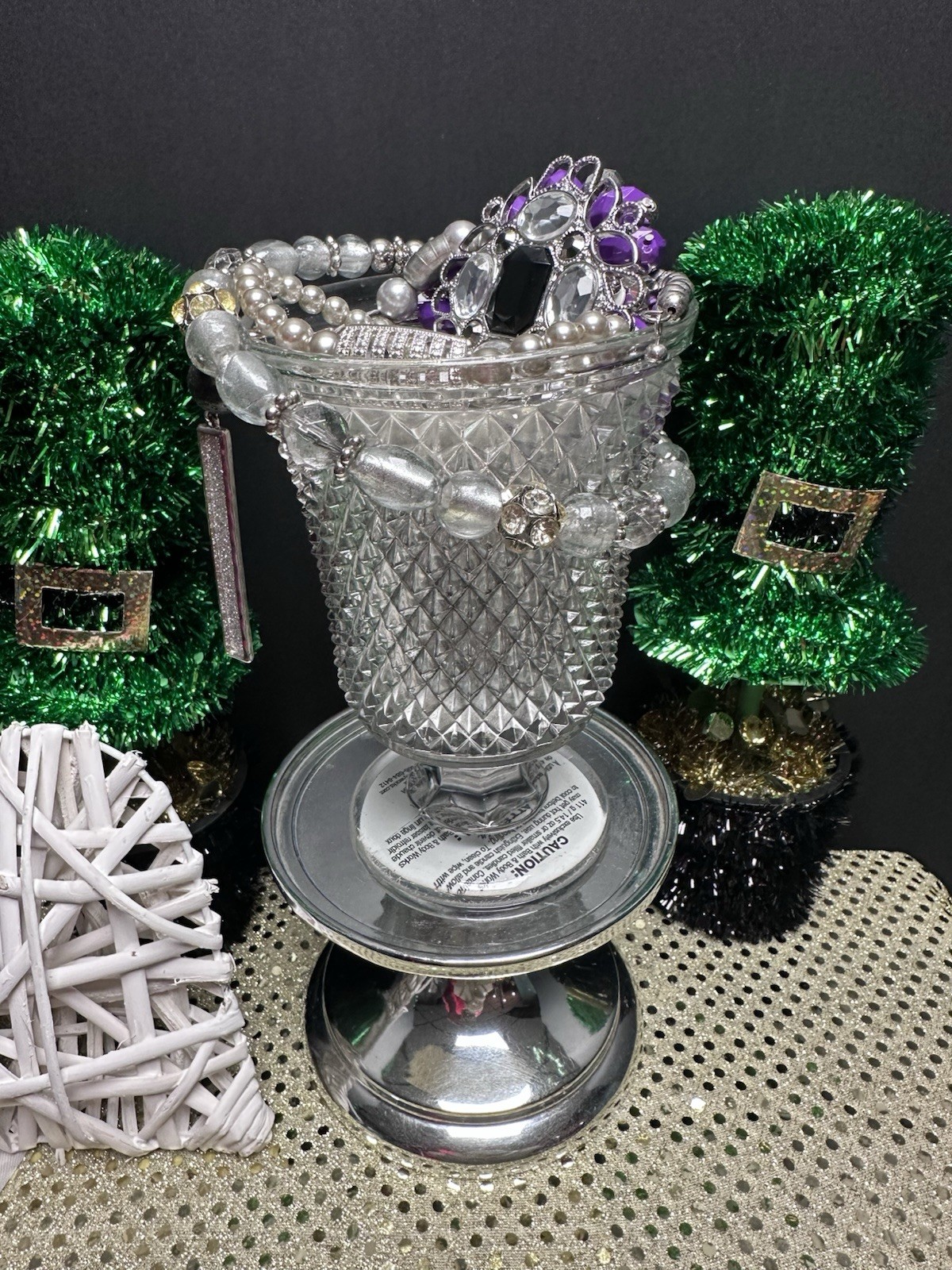 Mystery Jewelry Jar Over 20 Pieces Of Mixed Jewelry In A Frosted Glass Vase