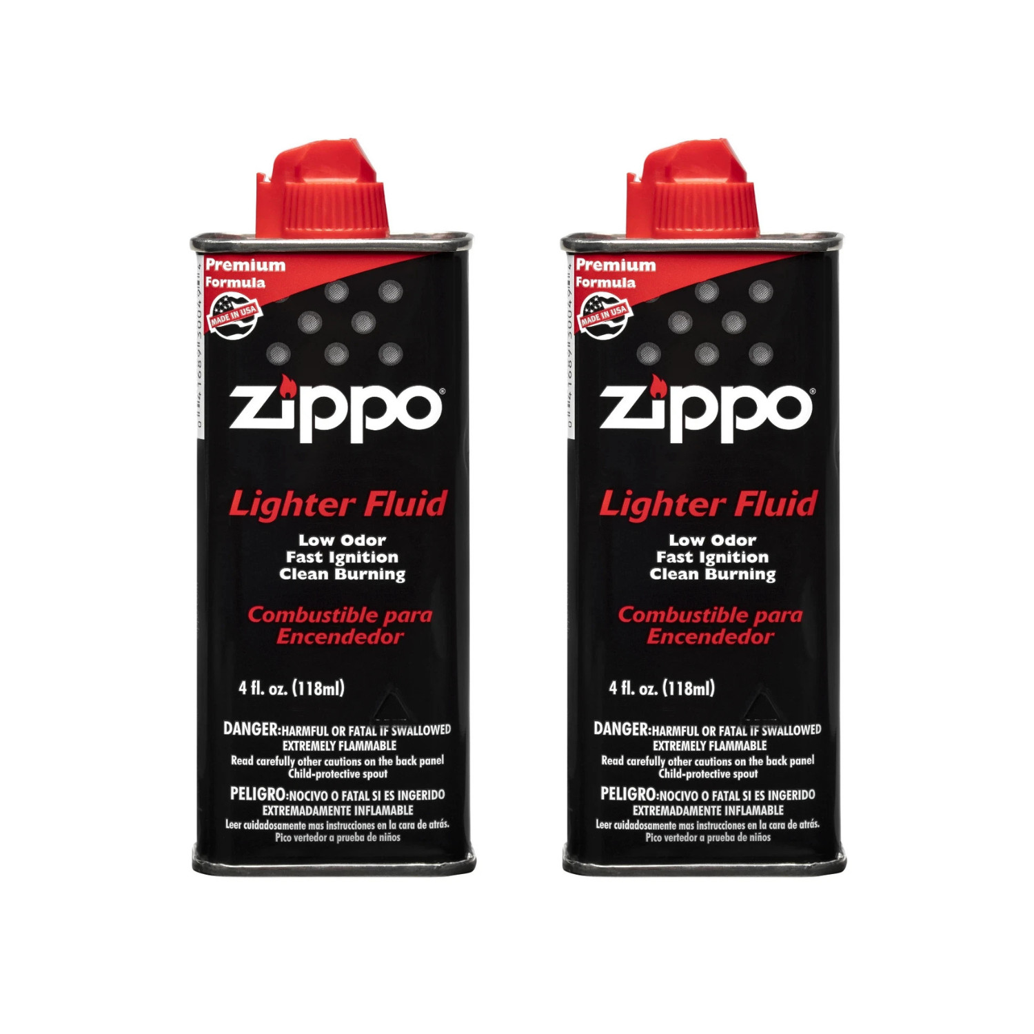 Zippo Premium Lighter Fluid 4oz 118ml Genuine Fuel for Zippo Lighters, Pack of 2