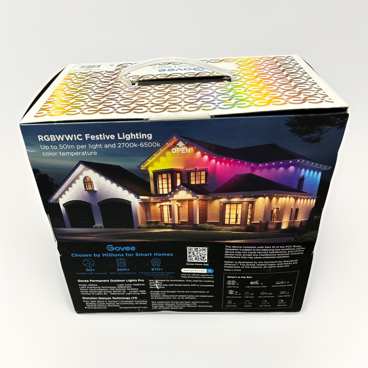 Govee Permanent Outdoor Lights Pro 100FT Model H806A WHITE *Brand New, Sealed