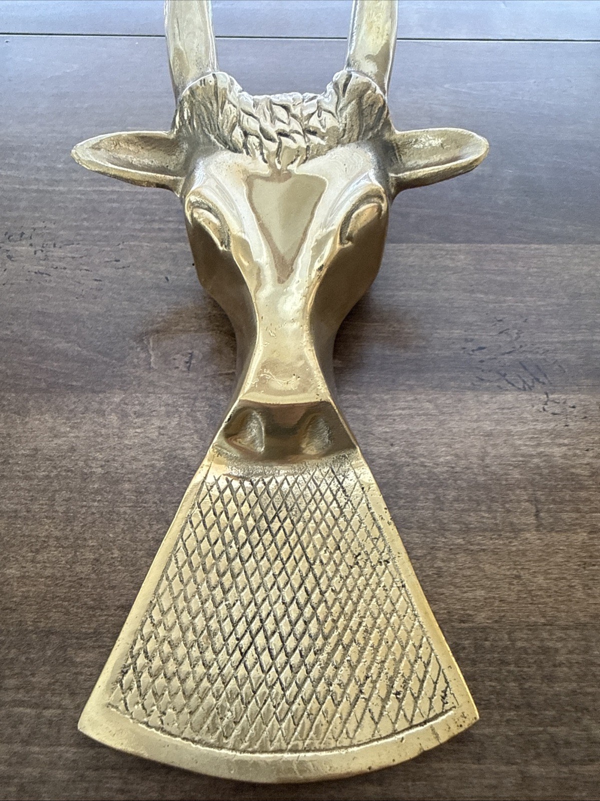 Vintage Brass Boot Jack Remover Goat, Bull Door Stop Heavy