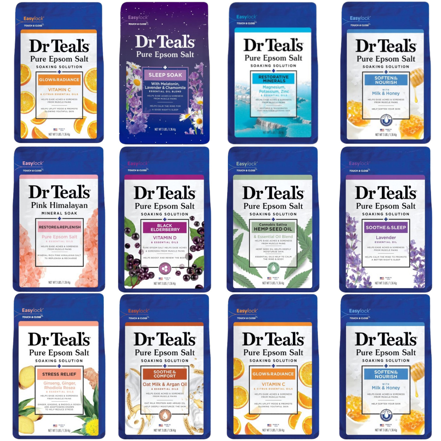 Dr Teal's Epsom Salt Soaking Solution, 3lbs - Pick Your Scent
