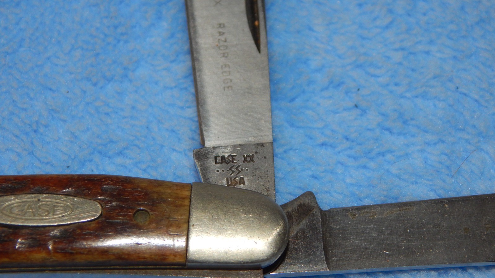 Vintage Case XX 6347 HP SSP 2 Blade Brown Bone Folding Pocket Knife Broken