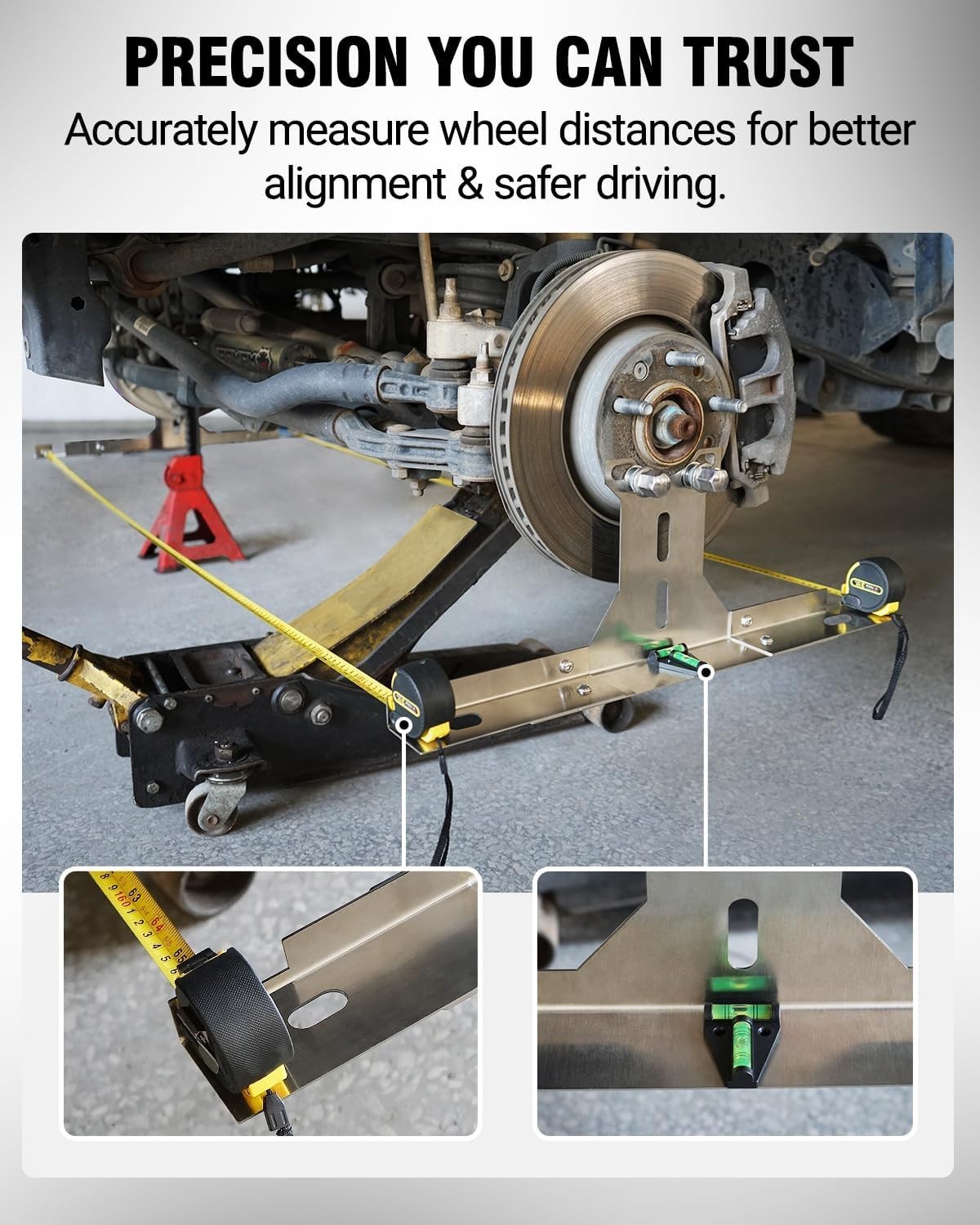 Heavy Duty Wheel Alignment Tool Kit with Tape Measures, Upgraded Stainless Steel