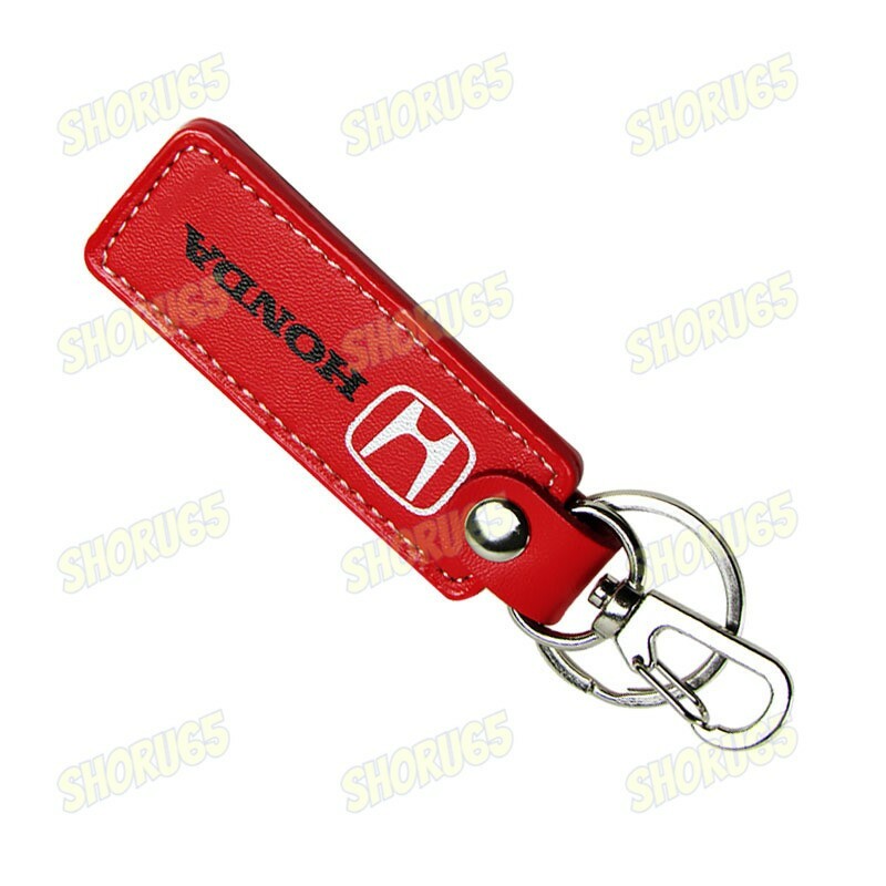 For Honda Keychain Red Leather Key Ring Civic Accord Key Chain Holder Clip X1
