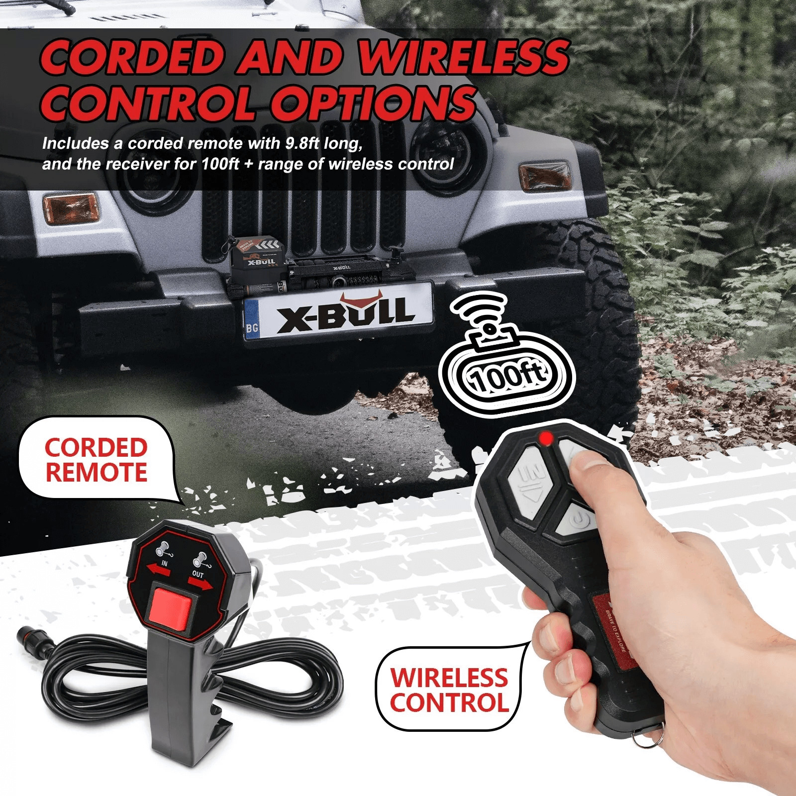 X-BULL 20000LBS Winch 20K Winch Synthetic Rope Truck Trailer Winch 12V 4WD Car