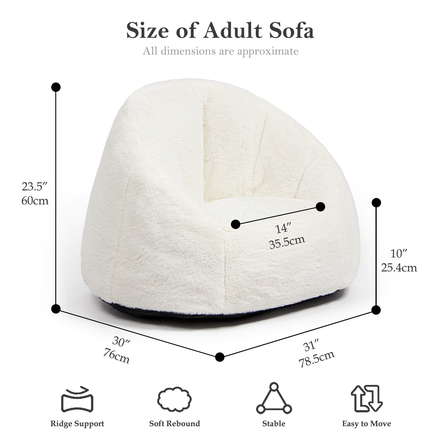 N&V Kids Bean Bag Chair, Girls & Boys Bean Bag Sofa Foam Filler, Kids Sofa Chair
