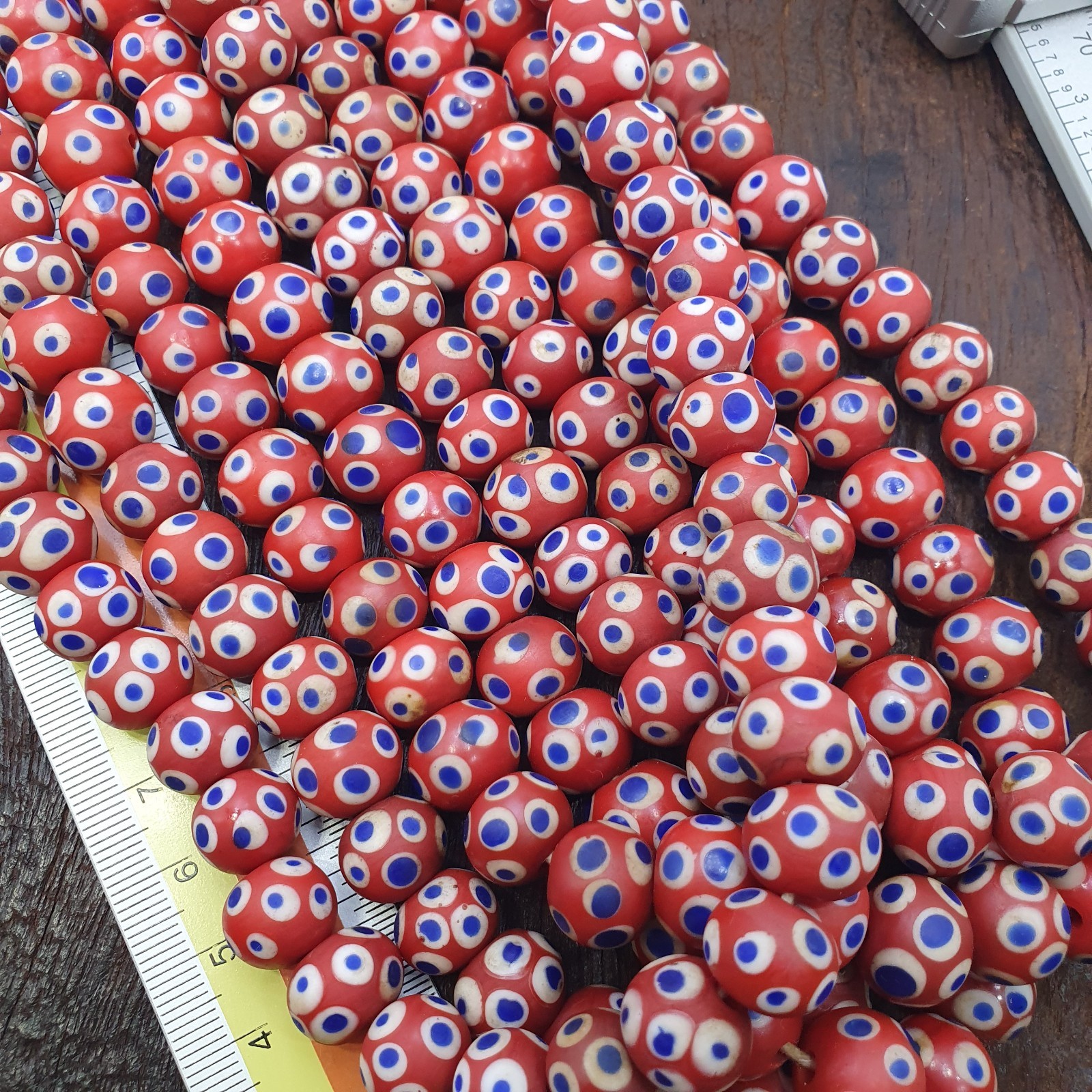 Red Skunk Beads African Style Glass Round Blue White Eye Beads Jewelry Making