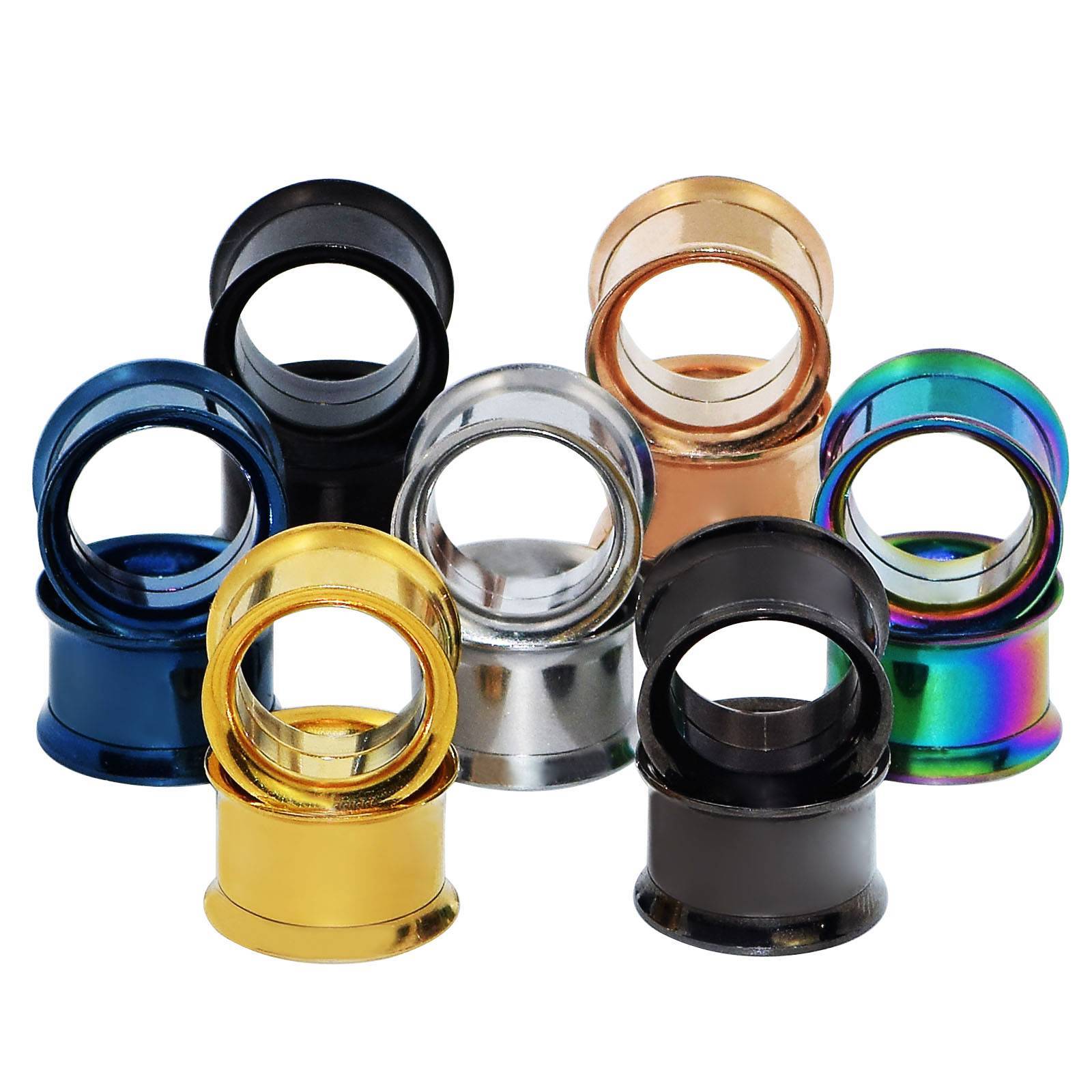 Ear Gauges Ear Plugs Stainless Steel Screw Flesh Tunnels Hollow Earskins - 2PCS