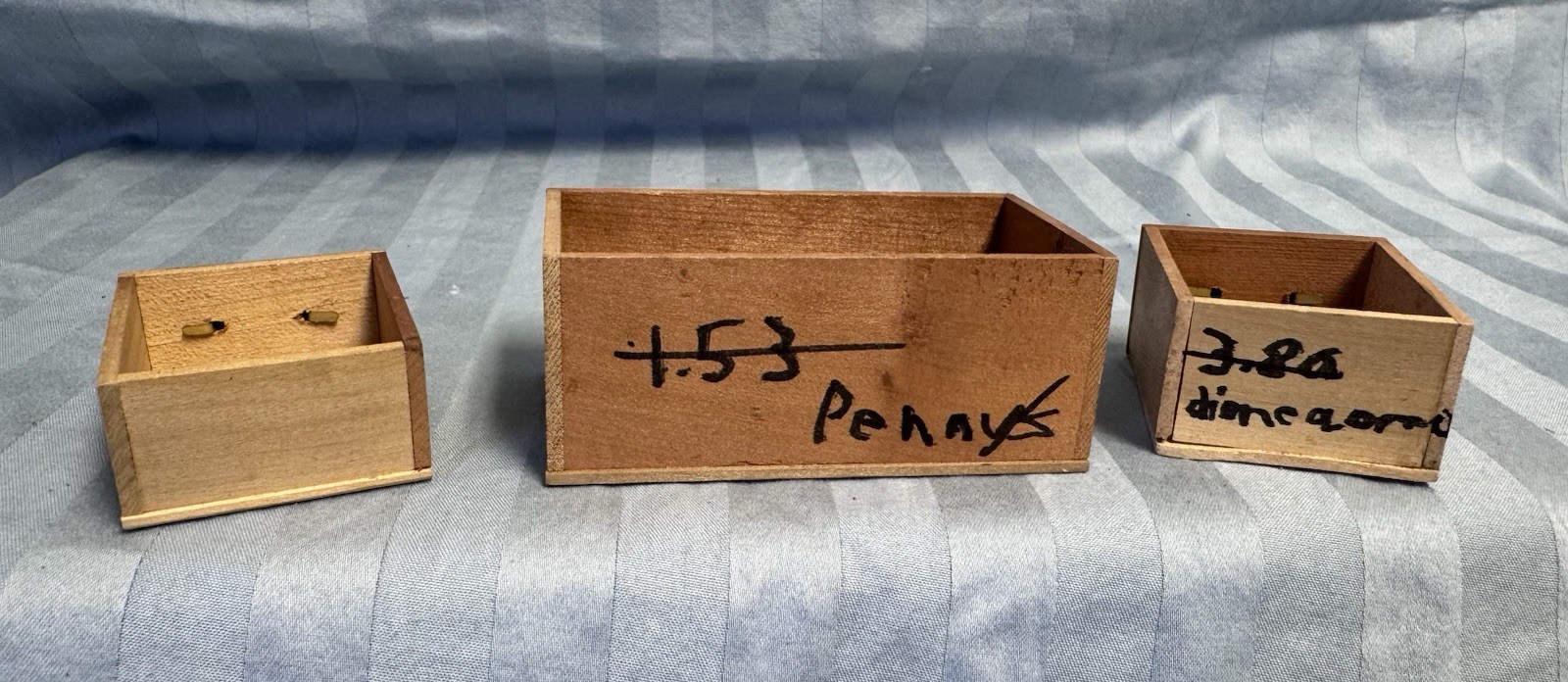 Japanese Vintage Wood Doll House Dresser Yosegi Marquetry Painted with Mirror