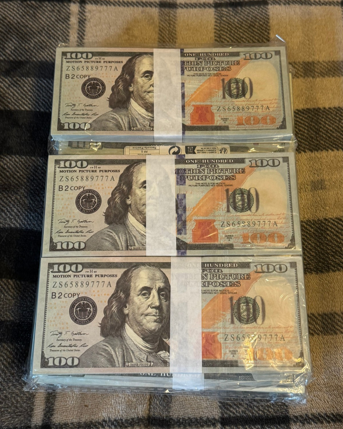 Premium Prop $100 Bills $5k Total - Replica Money (Full Size)