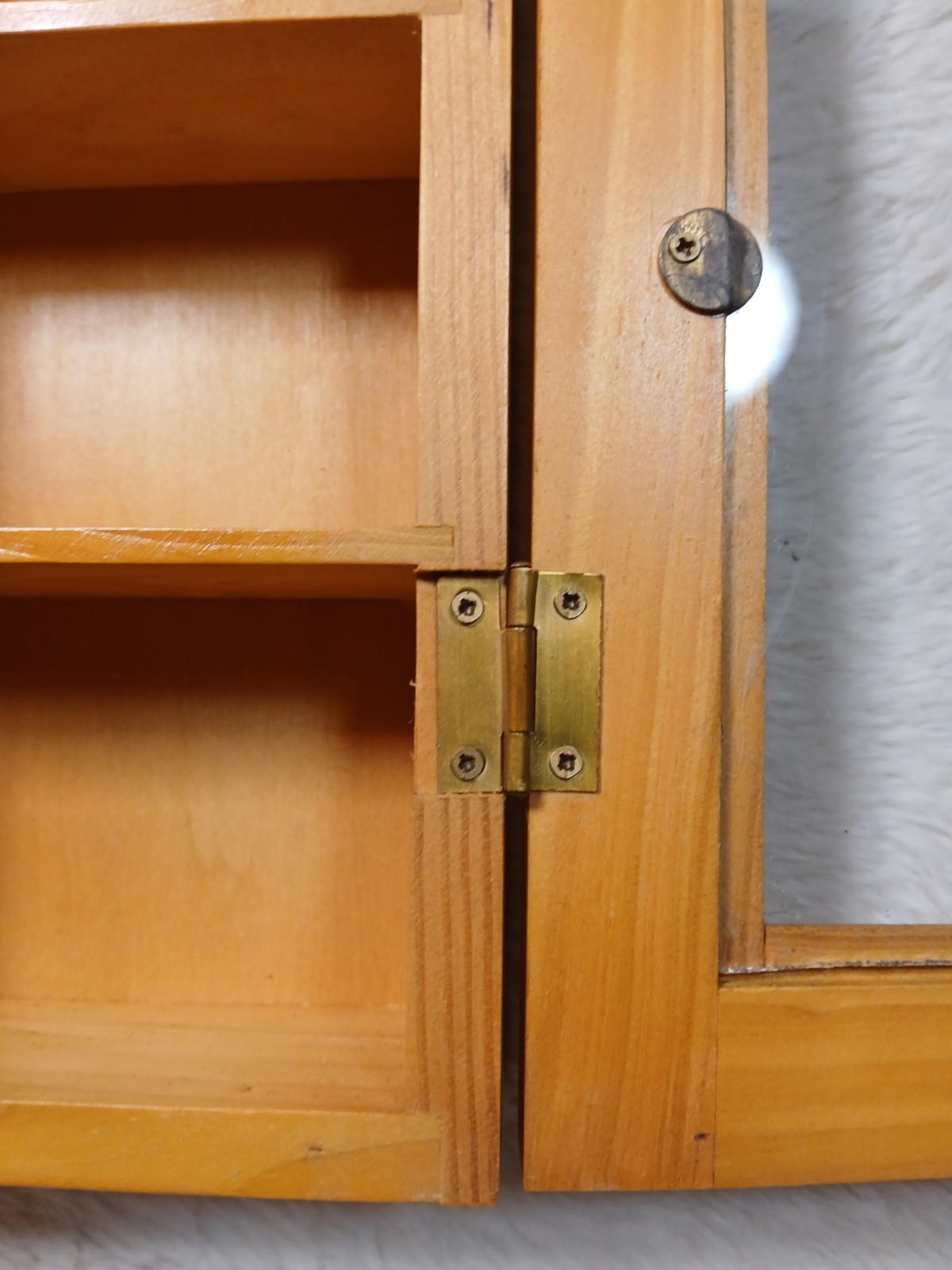 Vintage wood shadow box wall cabinet 22 Compartments Light Wood 16×11