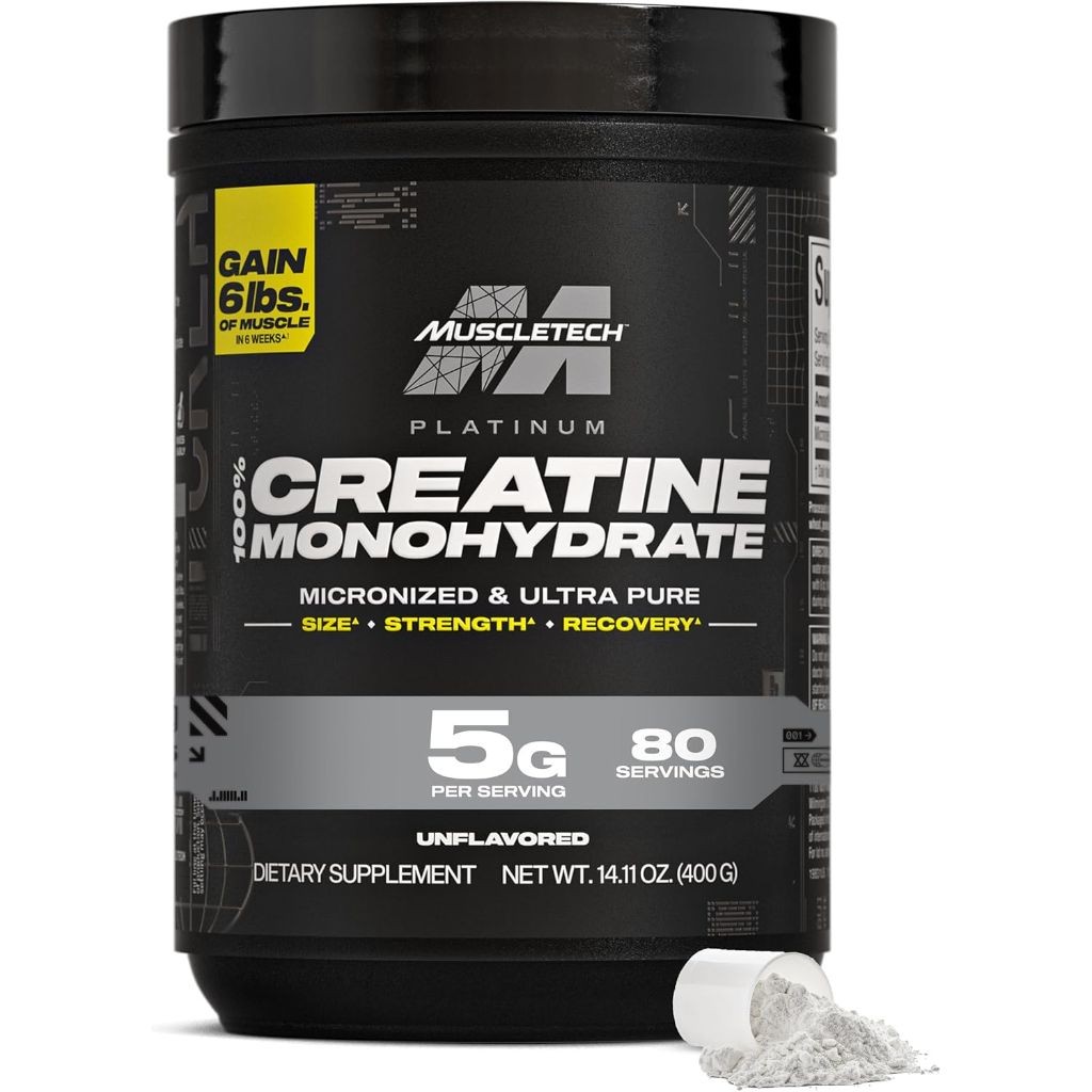 MuscleTech Platinum 100% Creatine Monohydrate Powder Unflavored, 14.1oz Ex. 8/27