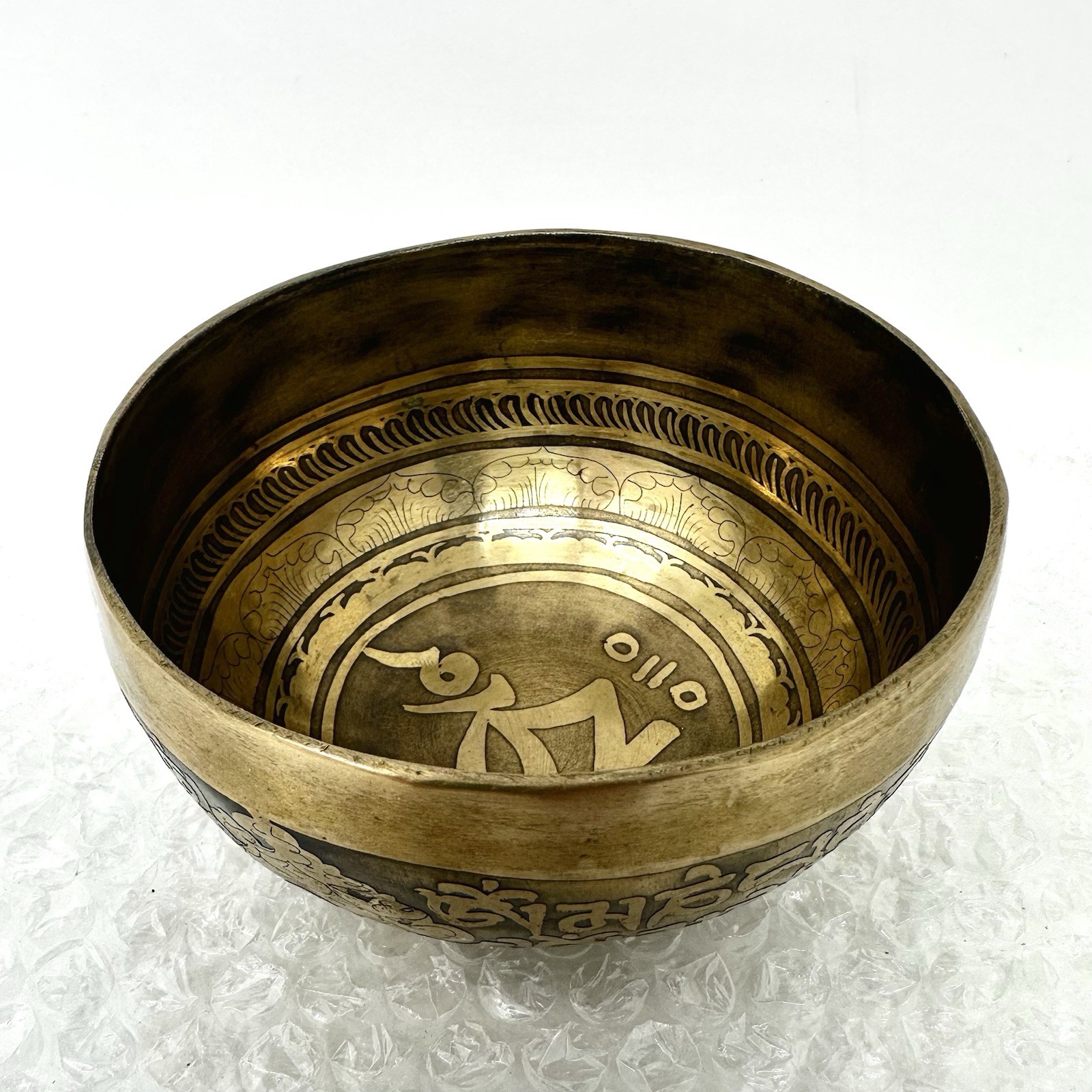 Rare Vintage Antique Tibetan Singing Bowl Heavy Metal Handcarved Patina