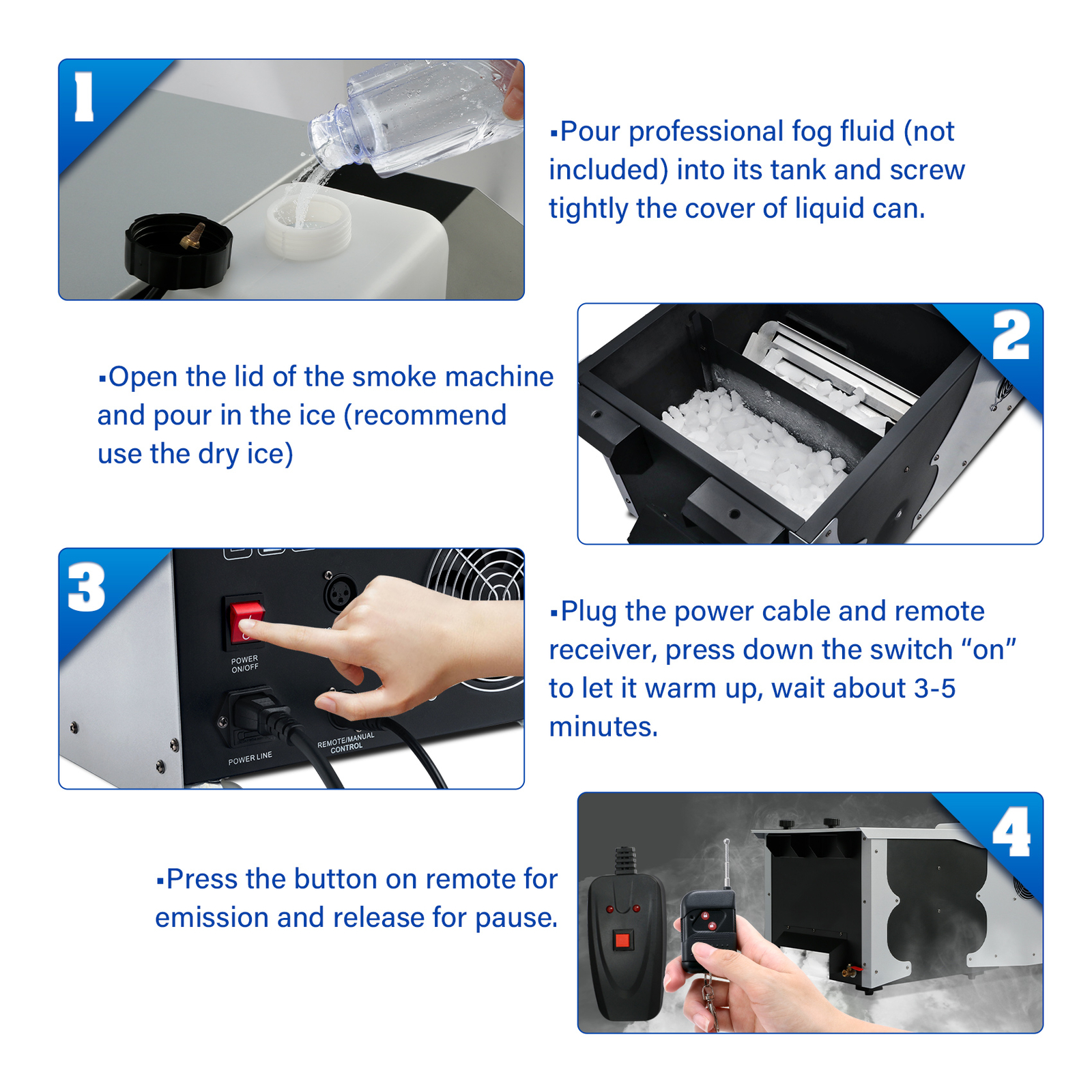 1500W Low Lying Smoke Fog Machine DJ Stage Dry Ice Ground Fogger With Remote US