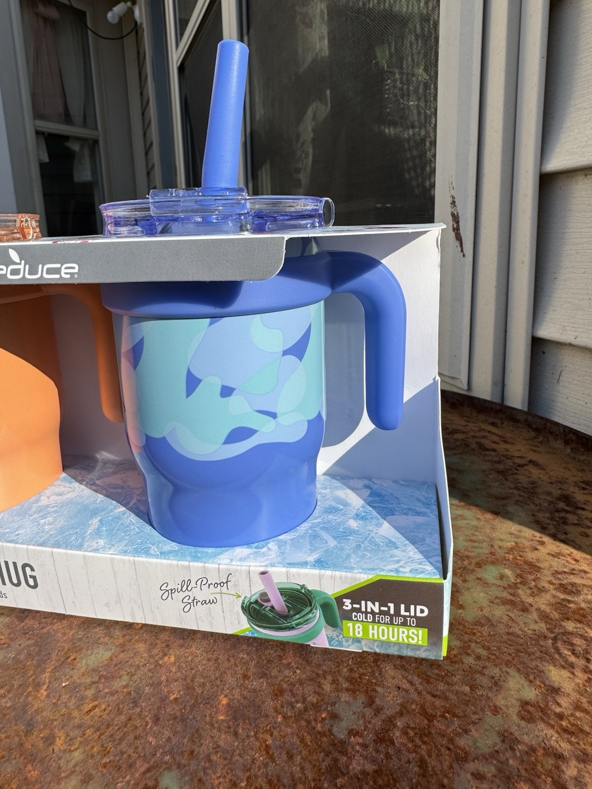 REDUCE 14oz, 2 Stainless Steel Tumbler Spill-Proof with Handle & Straws for Kids