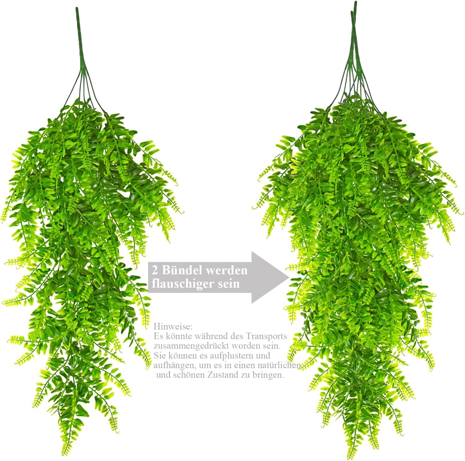 4Pcs Artificial Boston Fern Plant Fake Hanging Trailing Foliage Vine Home Decor