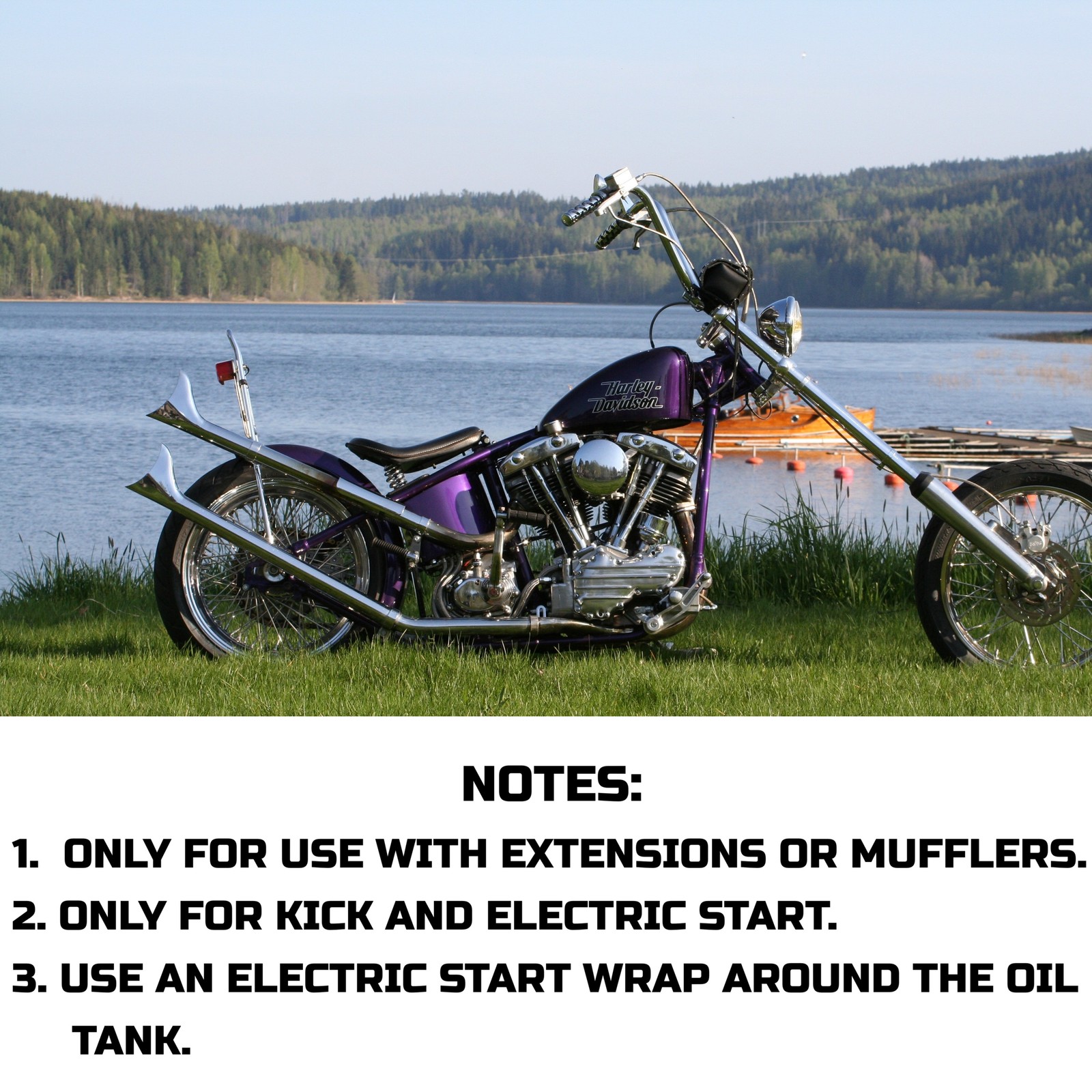 Upswept Front Exhaust Pipe Set for Shovelhead 1970-1984 Custom & Slip on