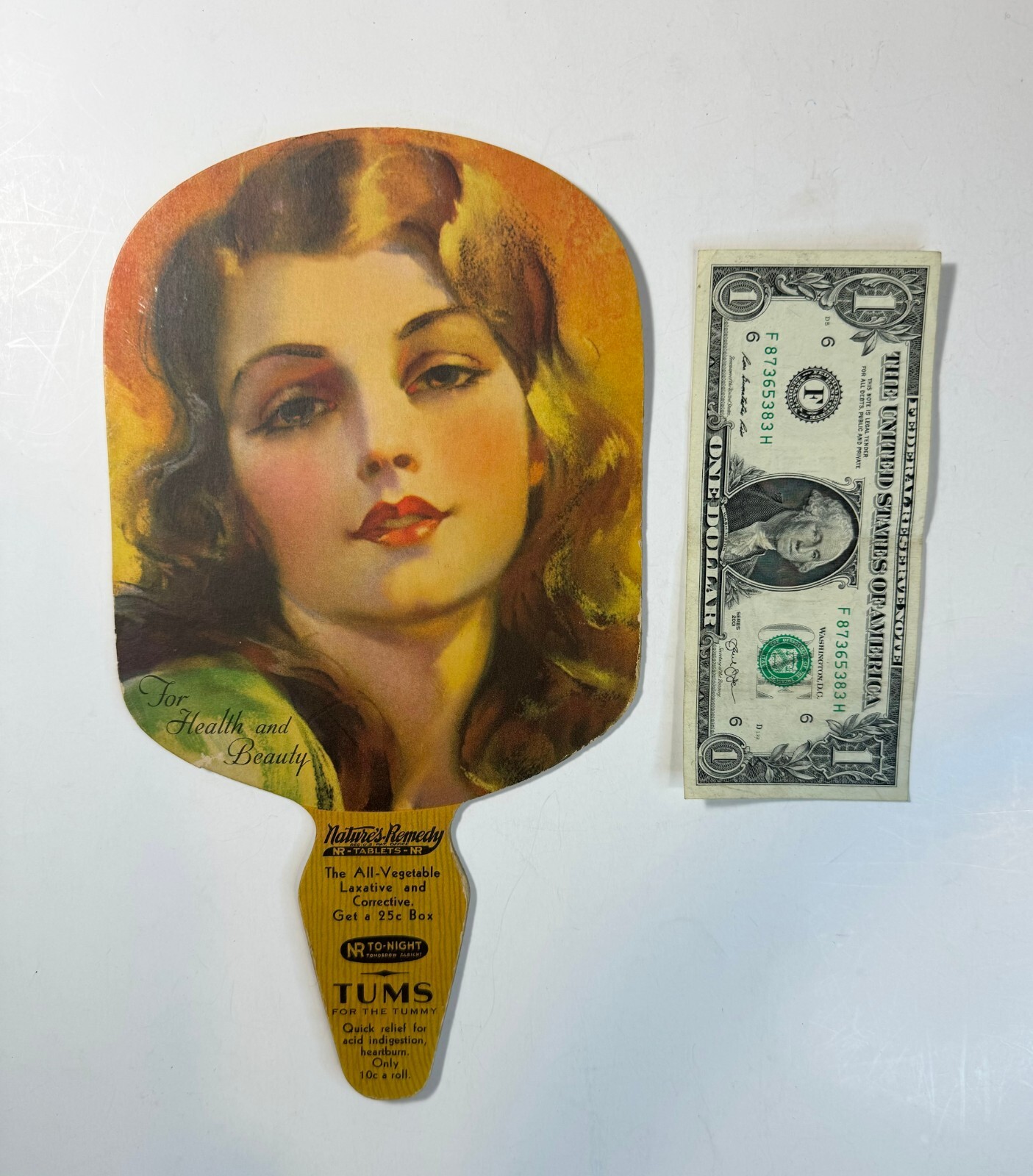 Vintage Tums and Nature's Remedy Advertising Fan. South Boston, VA