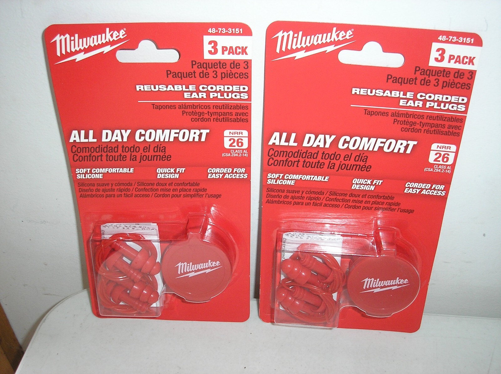 (2) GENUINE OEM MILWAUKEE REUSABLE CORDED EAR PLUGS  NEW & SEALED