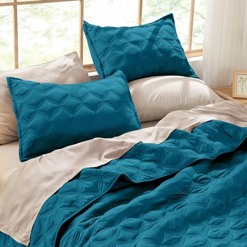 Quilt Set Teal - Oversized Lightweight Summer California King Teal Blue