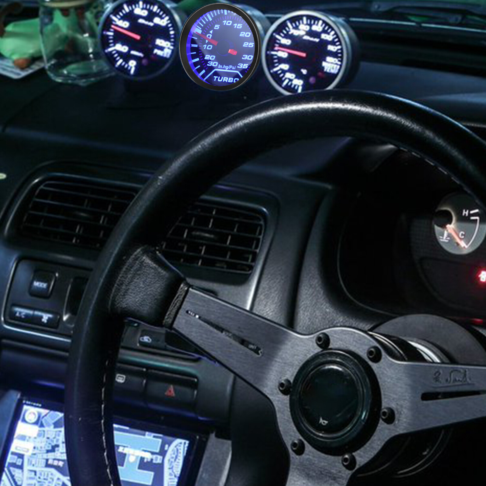 Universal 2" 52mm Digital Boost Gauge 0-35 PSI Pressure Turbo Meter Smoked Face