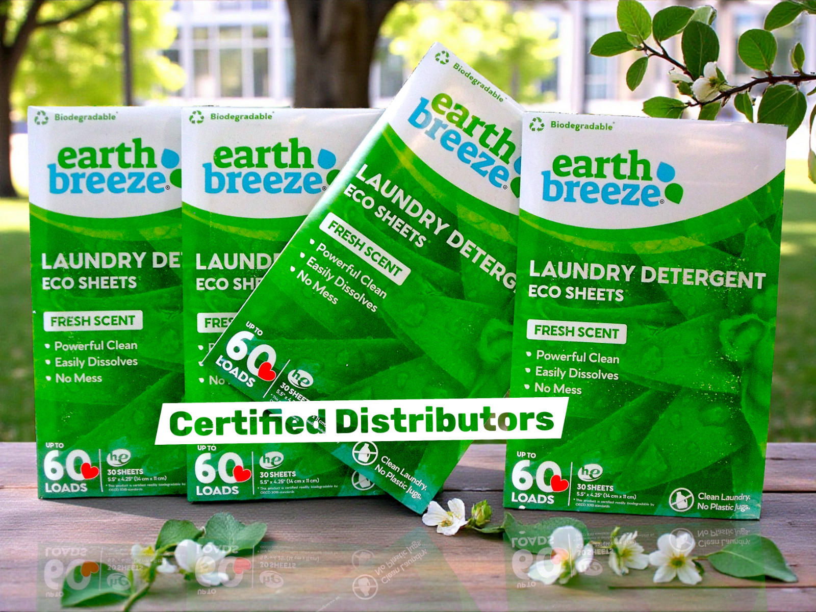 (Lot of 4) Earth Breeze Laundry Detergent Eco-Sheets 60-Loads Each, Fresh Scent