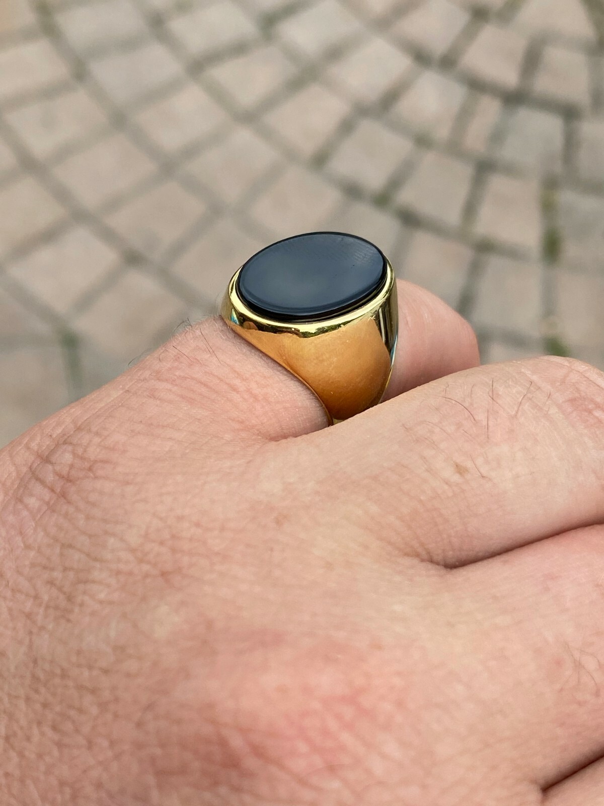 Men's 14k Gold Plated Solid 925 Sterling Silver Black Onyx Signet Ring Size 7-13